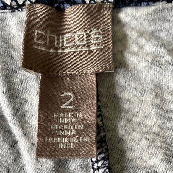 CHICO’S Casual Dress Blue & White Pineapple Pattern Sleeveless Popover Small - Picture 7 of 12